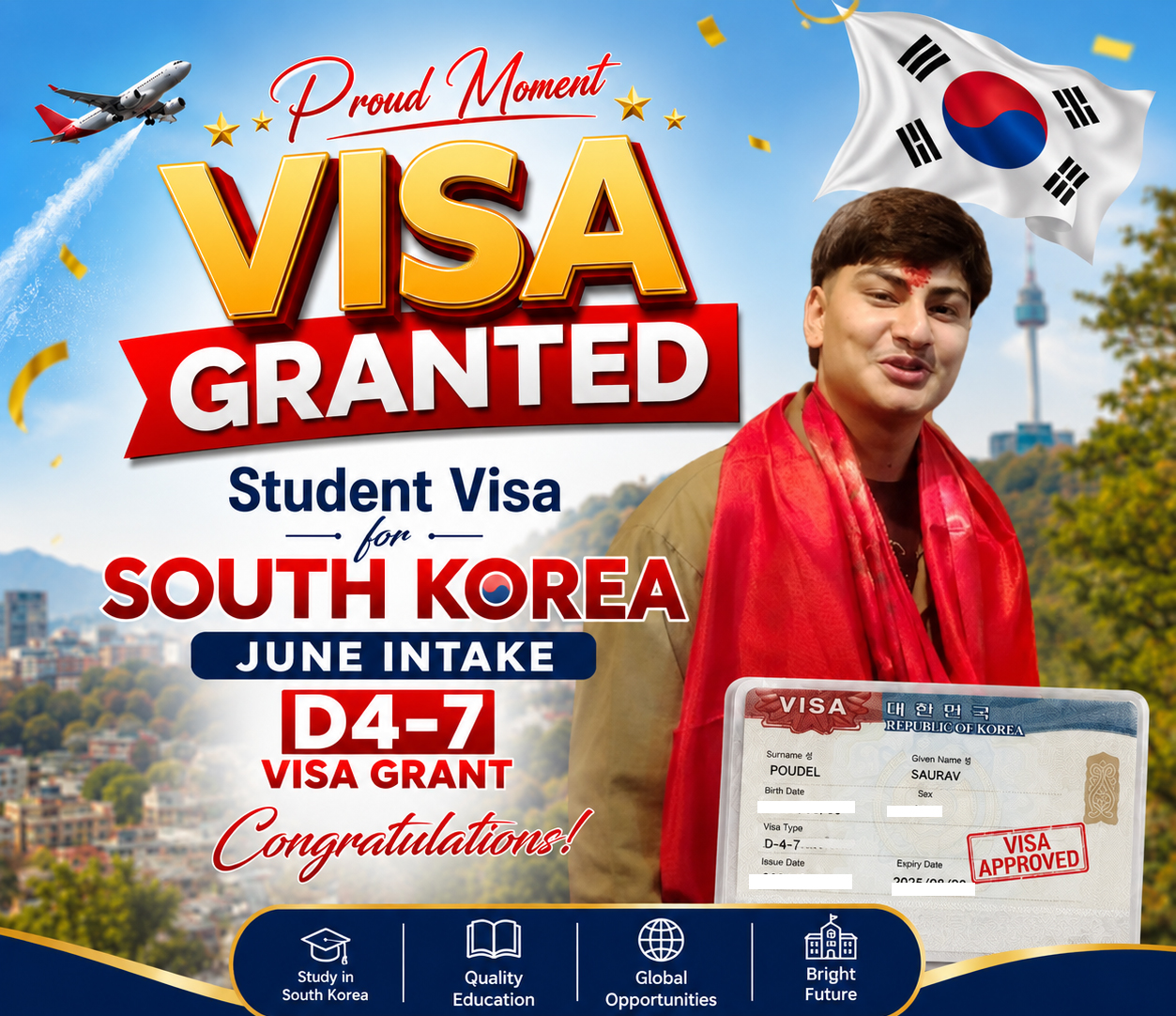 Excellent IELTS Preparation and South Korea D-4-7 Visa grant Support